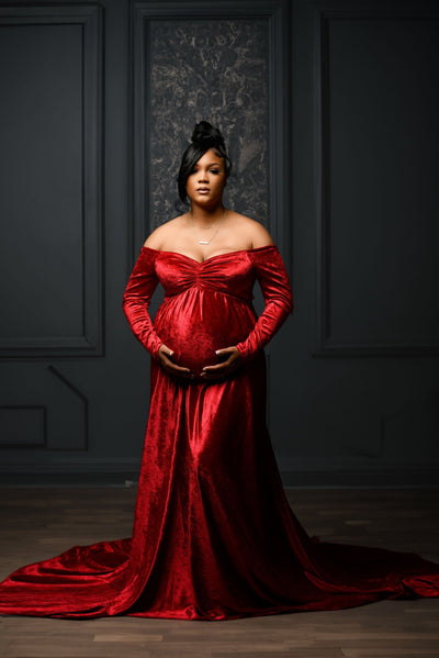 Valencia Maternity Gown Long Sunset Red - Maternity Wedding Dresses,  Evening Wear and Party Clothes by Tiffany Rose CH