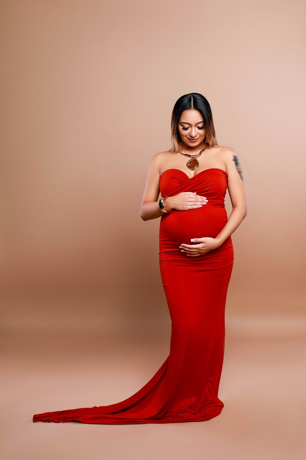 fitted lace wedding dress Red Maternity Gown for Photo Shoot and Baby Showers main image 0