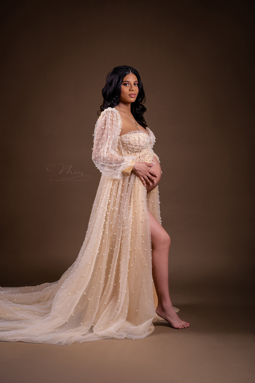 Pearl Dress Maternity Off The Shoulder Tulle Maternity Dress Photo