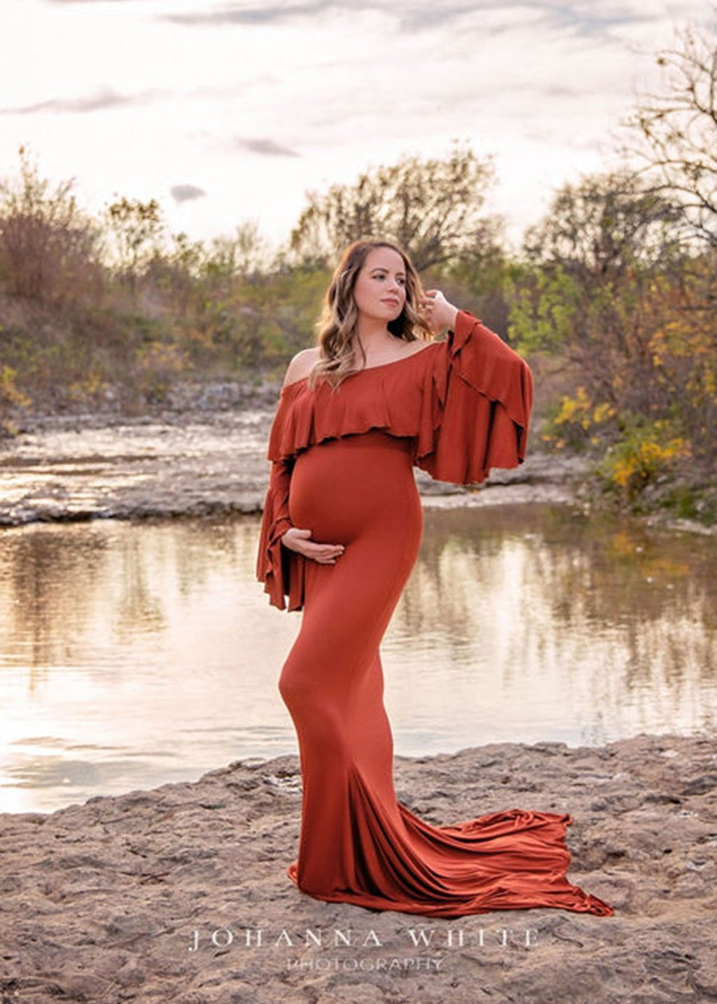 Valentine Gown-Maternity Dress Rental Medium / Rust Orange / 5 Days